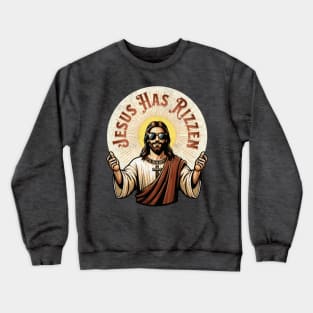 Jesus Has Rizzen - Retro Vintage Risen Christian Faith Funny Crewneck Sweatshirt